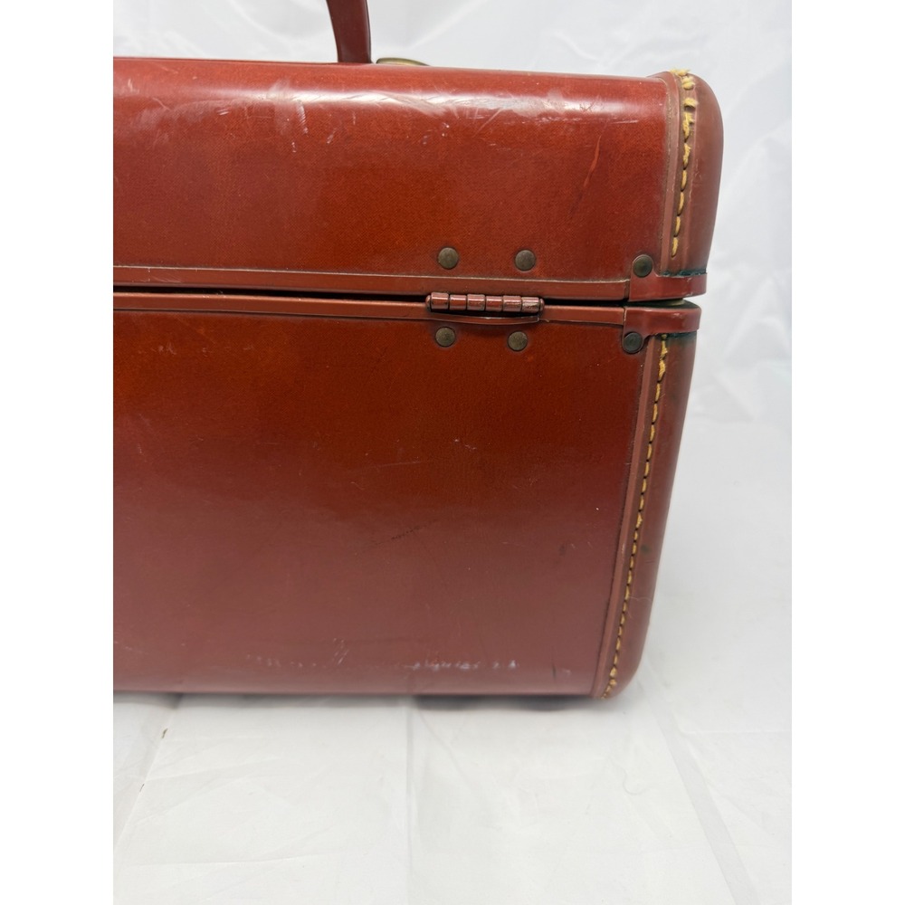 Vintage Samsonite Train Case Shwayder Bros Red Brown Hard Shell Vanity Luggage - Picture 11 of 14